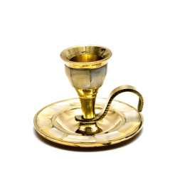 Bronze candlestick with mother of pearl (5.5x7.5x8 cm)