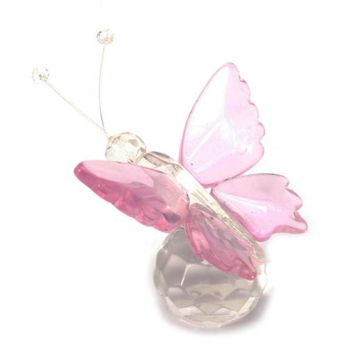 Бабочка на шаре хрусталь розовая (4,5х5х4 см)