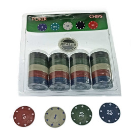 Poker chips in a blister (100 chips) (19x20x4 cm) (chip weight 4 gr. d-39 mm)