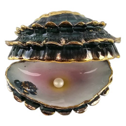 Black porcelain pearl (8.5x6x6 cm)