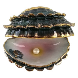 Black porcelain pearl (8.5x6x6 cm)