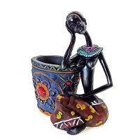 Африканка с корзиной, подставка под ручки(16х12,5х9см)C
