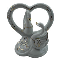 Swans with a heart porcelain (11x11x7 cm)