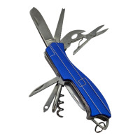 Folding knife with a set of tools multitool blue (10 in 1) (9.5 cm)