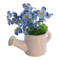 Blue flowers in a watering can (14.2 x 7.2 x 15 cm)