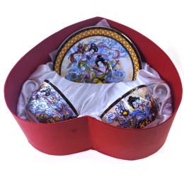 Сервиз фарфор (2JBS92) 2 чашки +2 блюдца "Музы" (210 мл)(h-6см,d-10см,d блюдца-15 см)