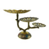 Bronze fruit bowl, 3 tier, carved blue (24x 38x22.5 cm)