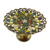 Bronze fruit bowl, 3 tier, carved blue (24x 38x22.5 cm)