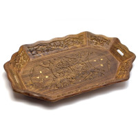 Поднос розовое дерево резной (38х24х4 см)