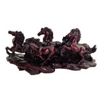 Horses 5 pcs. stone chips brown (9 × 20.5 × 6 cm)