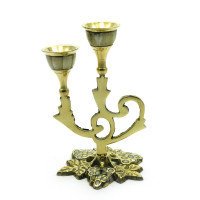 Candlestick for 2 candles, bronze with mother-of-pearl (15.5x10x10 cm)