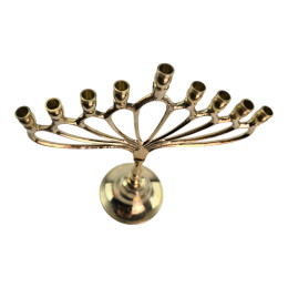 Brass Hanukkiah for 9 candles (21.5 x 19.5 x 8 cm)