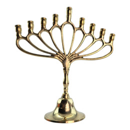 Brass Hanukkiah for 9 candles (21.5 x 19.5 x 8 cm)
