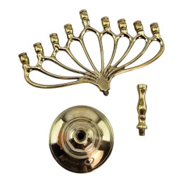 Brass Hanukkiah for 9 candles (21.5 x 19.5 x 8 cm)