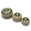 Шкатулки металические (н-р 3 шт) с жемчугом "Зеленые" (7,5х7,5х4см 6х6х3см 5х5х3,5см)