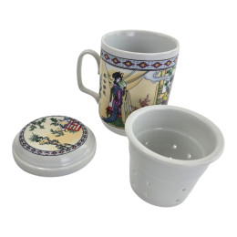 Teacup with strainer (230 ml) (SFC94) "Geisha" (h-11 cm, d-6.5 cm)