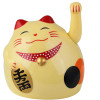 Creamy plastic Maneki-neko waving paw cat (9x8x7.5 cm) (batteries not included)