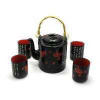 Ceramic set (kettle 700ml, h-13,5cm, d-9cm; 4 cups 130ml, h-7,3cm, d-6cm)(28x16x12cm)