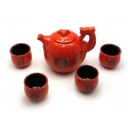 Сервиз керамический "Дракон" (чайник 670мл, h-11см, d-11см; 4 чашки 40мл, h-5см, d-5,5см)