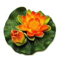 Lotus flower with bud floating scarlet (14 cm)