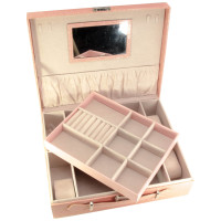 Скринька для прикрас із дзеркальцем світло-рожева (32,5х26х9 см)
