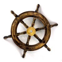 Wooden steering wheel with bronze insert (42x4.2 cm)