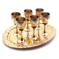 Bronze glasses (n-r 6 pcs./50ml.) (h-11,5 cm tray 30x21 cm)
