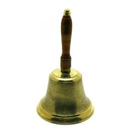 Bronze bell with wooden handle (14x14x22 cm)