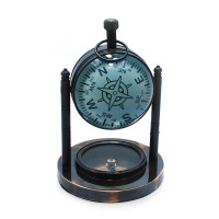 Table clock with compass (10x7.5x7.5 cm)
