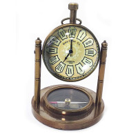 Table clock with compass (10.5x7.5x7.5 cm) A