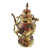 Bronze teapot with a burner on a stand with a colored pattern (30.5 x 19 x 16 cm)A