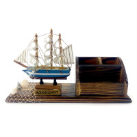 Sailboat with stand for pens and business cards (25.5x8x13.5 cm)B