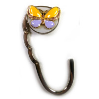 Bag holder for women's handbag "Butterfly-Castle" yellow-violet (6.5x4.5x1.5 cm)
