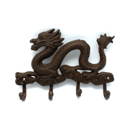Вішалка-ключниця для одягу "Дракон" чавунне лиття (27х19х4 см)