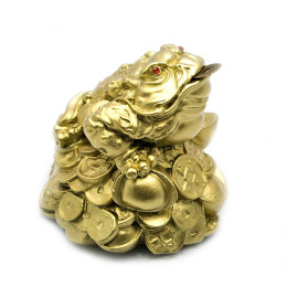 Toad on coins yellow stone chips (10x10.5 cm)