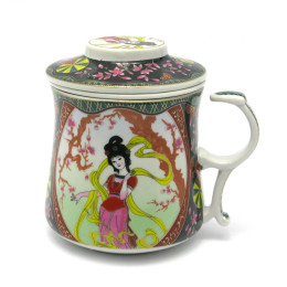 Tea cup with sieve (300ml)"Geisha" (h-9cm, d-8cm)