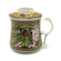 Tea cup with sieve (300ml)"Geisha" (h-9cm, d-8cm)
