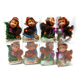 Обезьянка копилка дед мороз  (1шт/уп)(12х9х7 см)