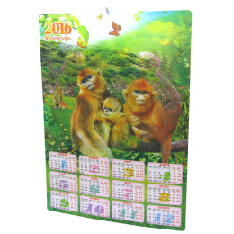 Календарь 3D пластиковый 2016 "Обезьянка" (46,5х34 см)