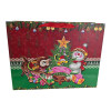 Red gift bag with applique "Snowman with Christmas tree" (36x27 cm)
