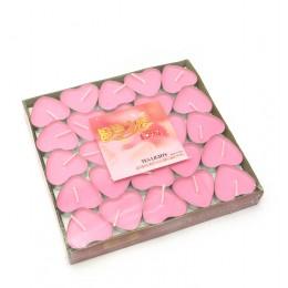 Свечи "Сердечки"  розовые (набор 50 штук)(17х16х2 см)