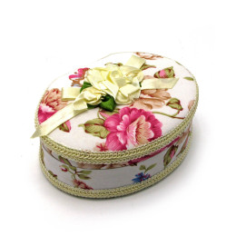 Скринька овальна тканина (12х9х5 см)