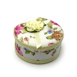 Скринька кругла тканина (9,5х9,5х5 см)