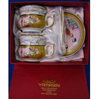 Porcelain service (190 ml.) (2GBC-A112-4SP) 2 cups + 2 saucers + 2 spoons "Golden" (h-6cm, d-7cm)
