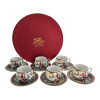 Round porcelain set (110 ml) (6SCS102) 6 cups + 6 saucers "Sakura" (h-5.5 cm, d-5 cm, saucer d 11 cm)