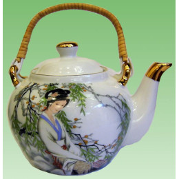 Teapot porcelain with bamboo handle (750ml.)(TPR172) 