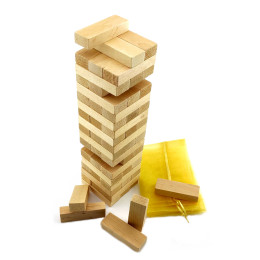 Jenga board game with a bag, solid wood (54 pieces) (25x7x7 cm)