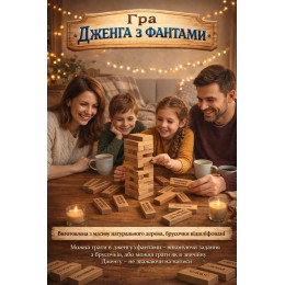 Board game "Jenga with forfeits", inscriptions in Russian (60 blocks) (28.5 x 7 x 7 cm), solid wood