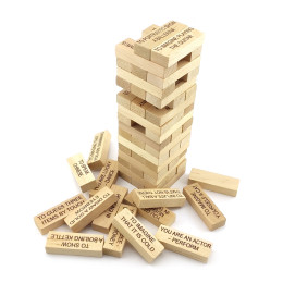 Board game "Jenga with forfeits", inscriptions in English (60 bars) (28.5 * 7 * 7 cm) solid wood