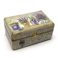 Шкатулка дерево "Лаванда" (дуб,ясень)(16х10х6cm.)B